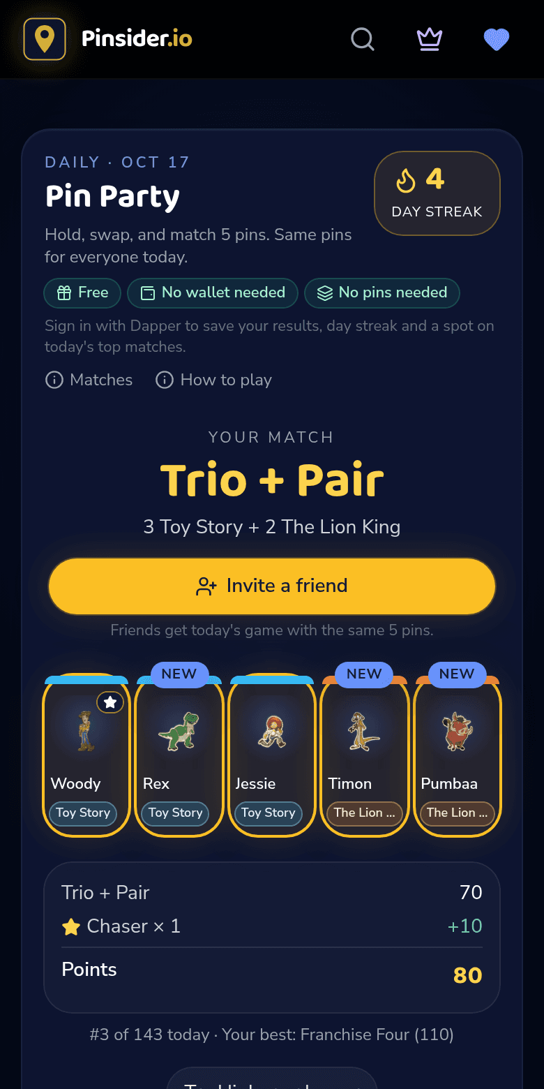 Pin Party match result