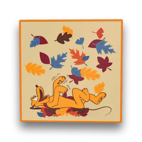 Pluto floating in autumn leaves